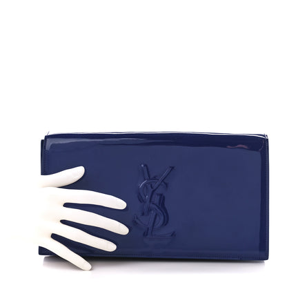Saint Laurent Patent Calfskin Monogram Large Belle De Jour Clutch Royal Blue 2 of 10