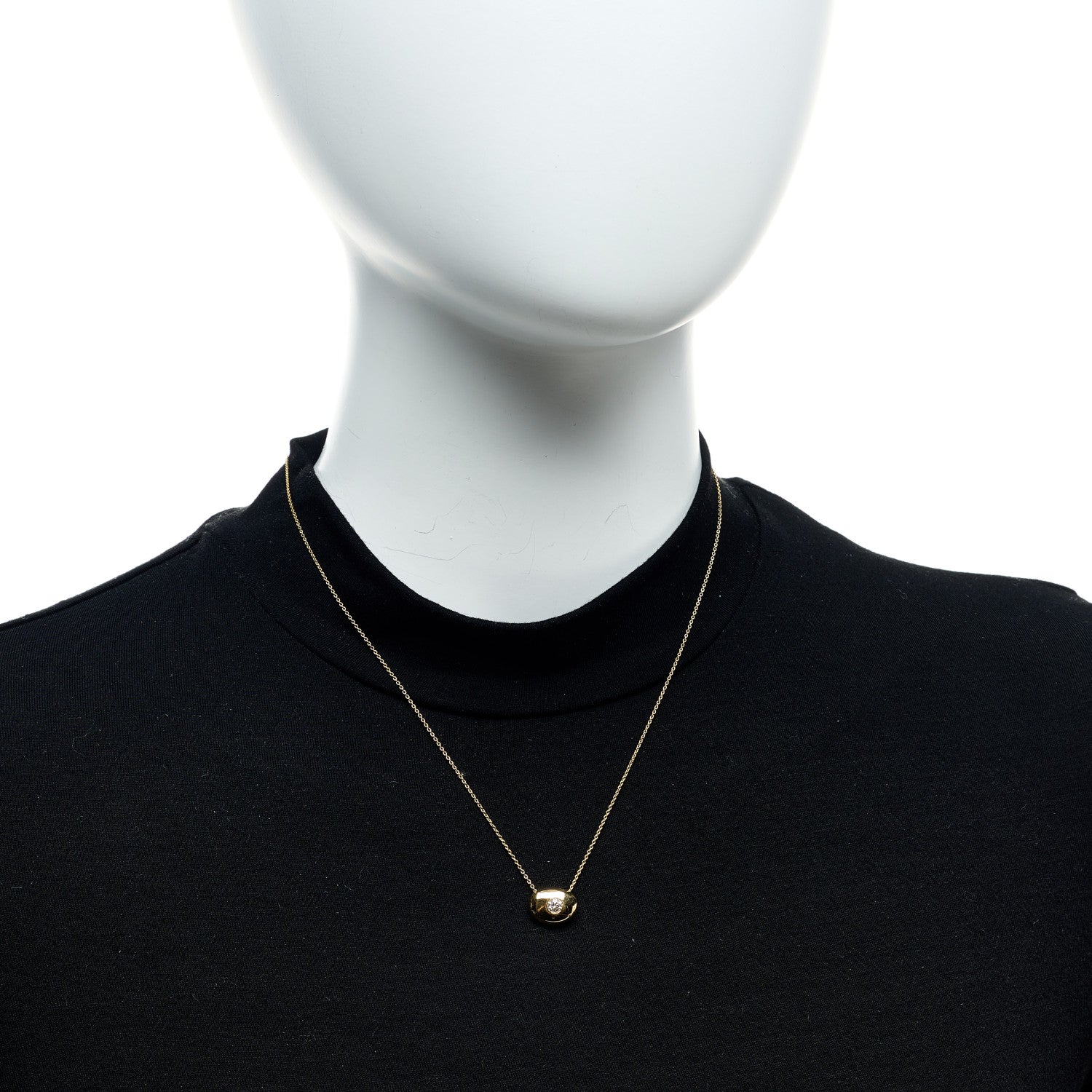 Roberto Coin 18K Yellow Gold Diamond Bean Pendant Necklace 2 of 7