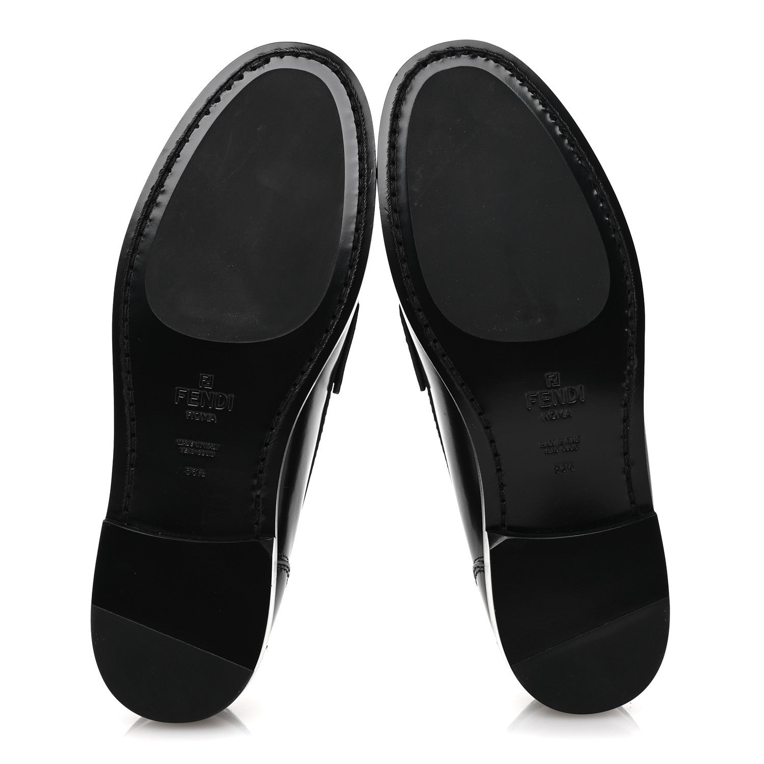 Fendi Vitello Logo Loafers 36.5 Black 6 of 9