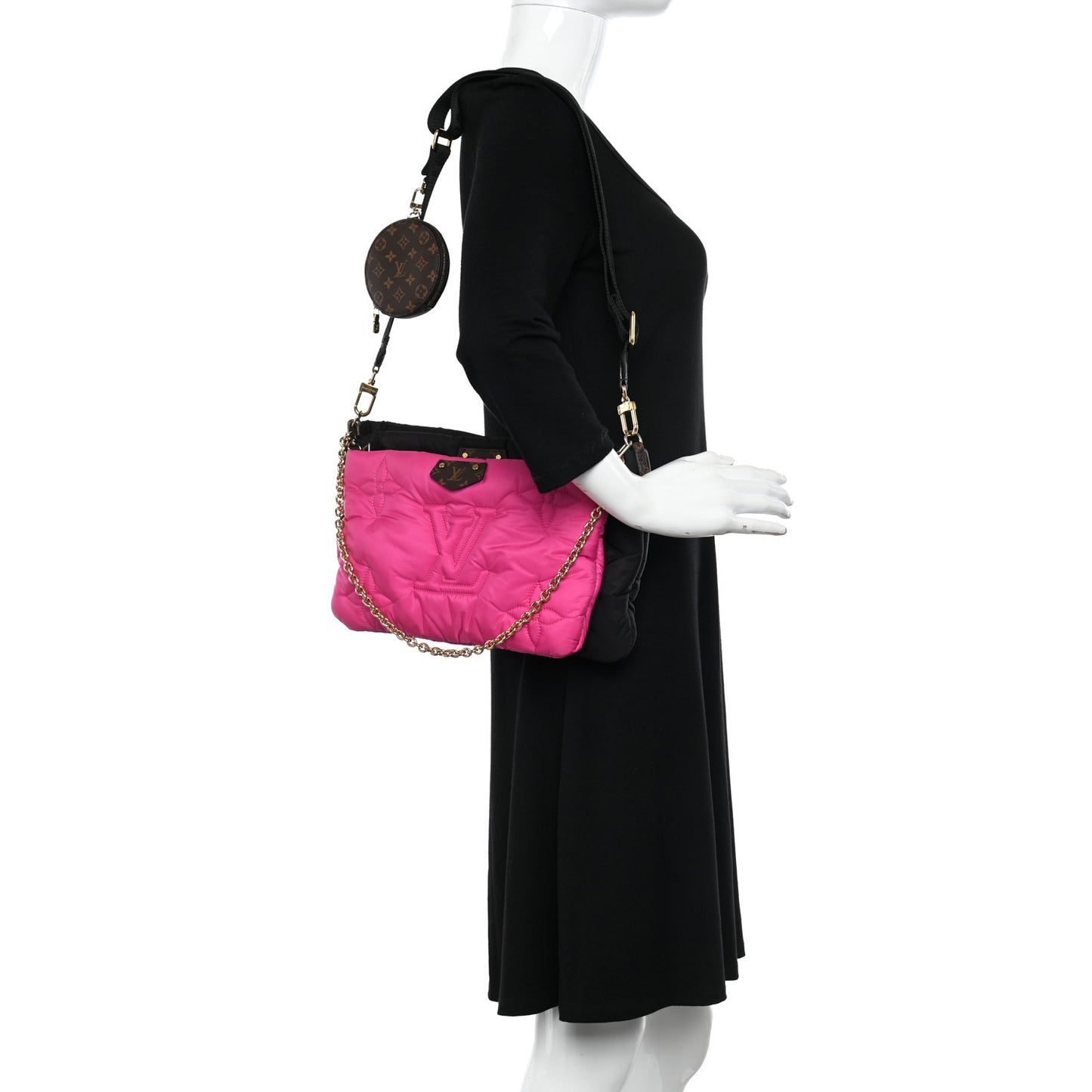 Econyl Monogram Pillow Maxi Multi Pochette Accessories Black Fuchsia