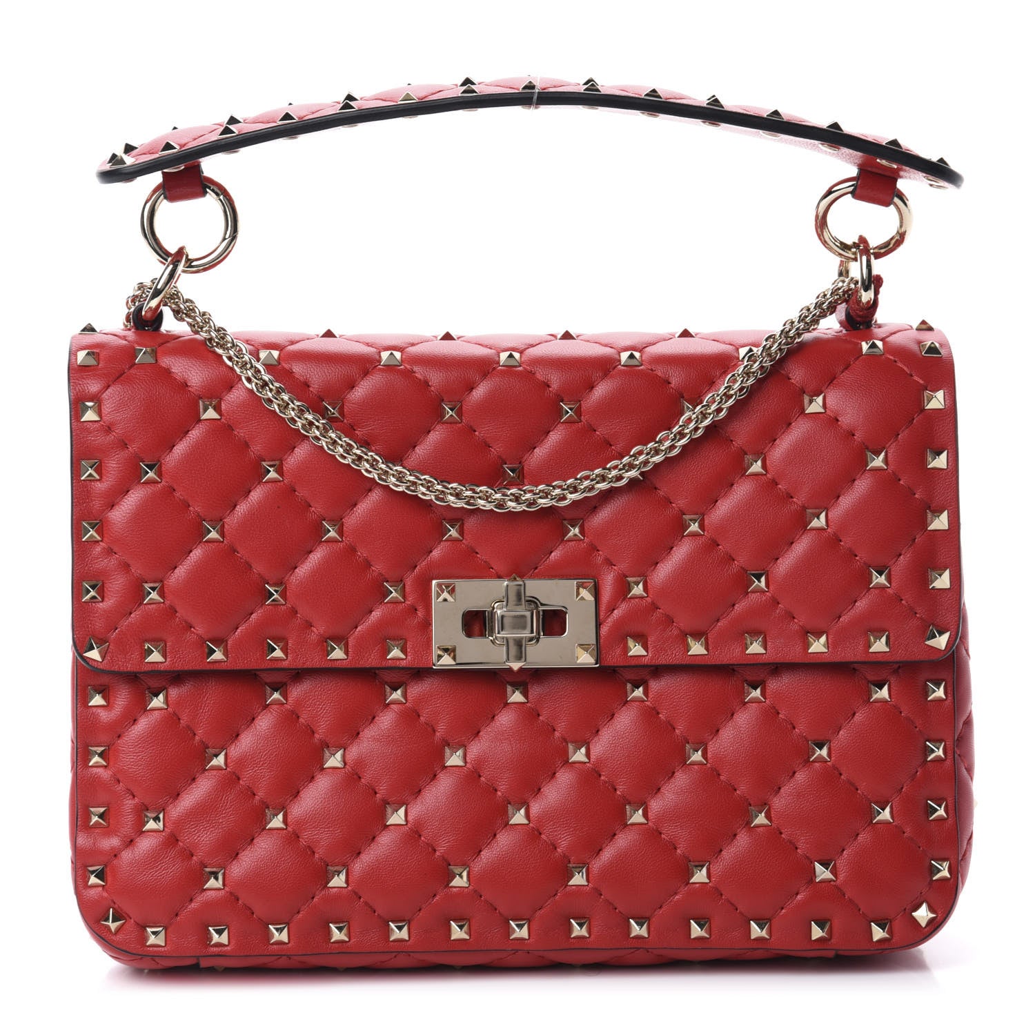 Valentino Garavani Nappa Medium Rockstud Spike Shoulder Bag Rosso Valentino 1 of 9