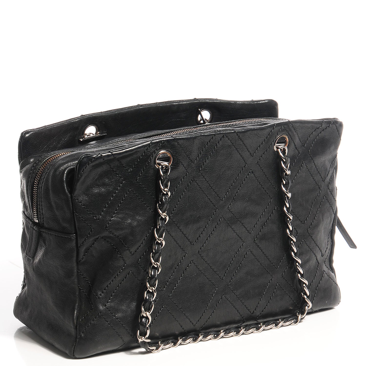 Chanel Calfskin Large Diamond Stitch Tote Black 3 of 7