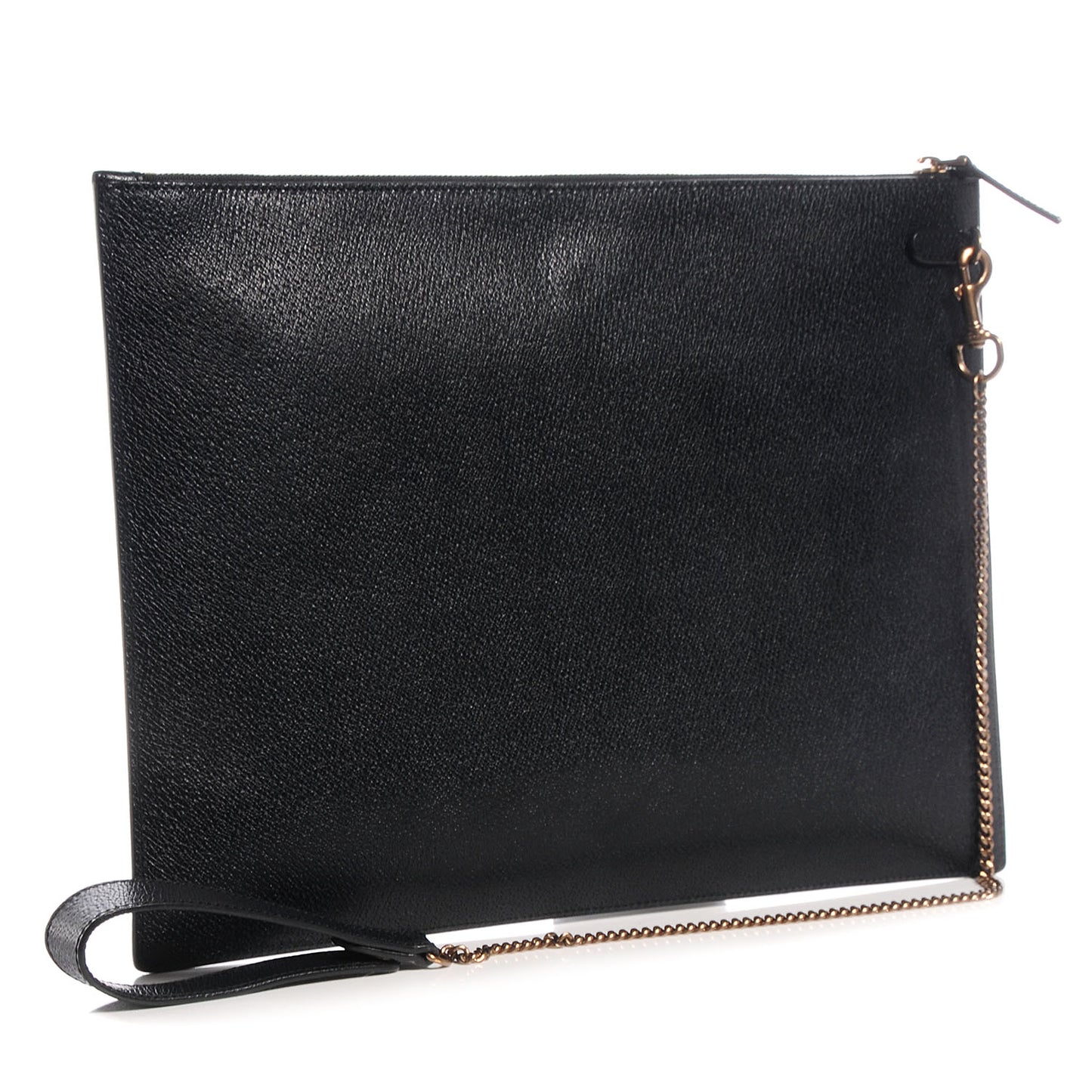 Leather Portfolio with Chain Black