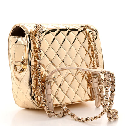 Chanel Mirror Calfskin Metallic Calfskin Quilted Hollywood Boulevard Backpack With Coin Purse Gold 4 of 11