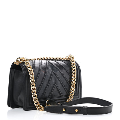 Chanel Caviar Suede Calfskin Chevron Medium Boy Flap Black 3 of 14