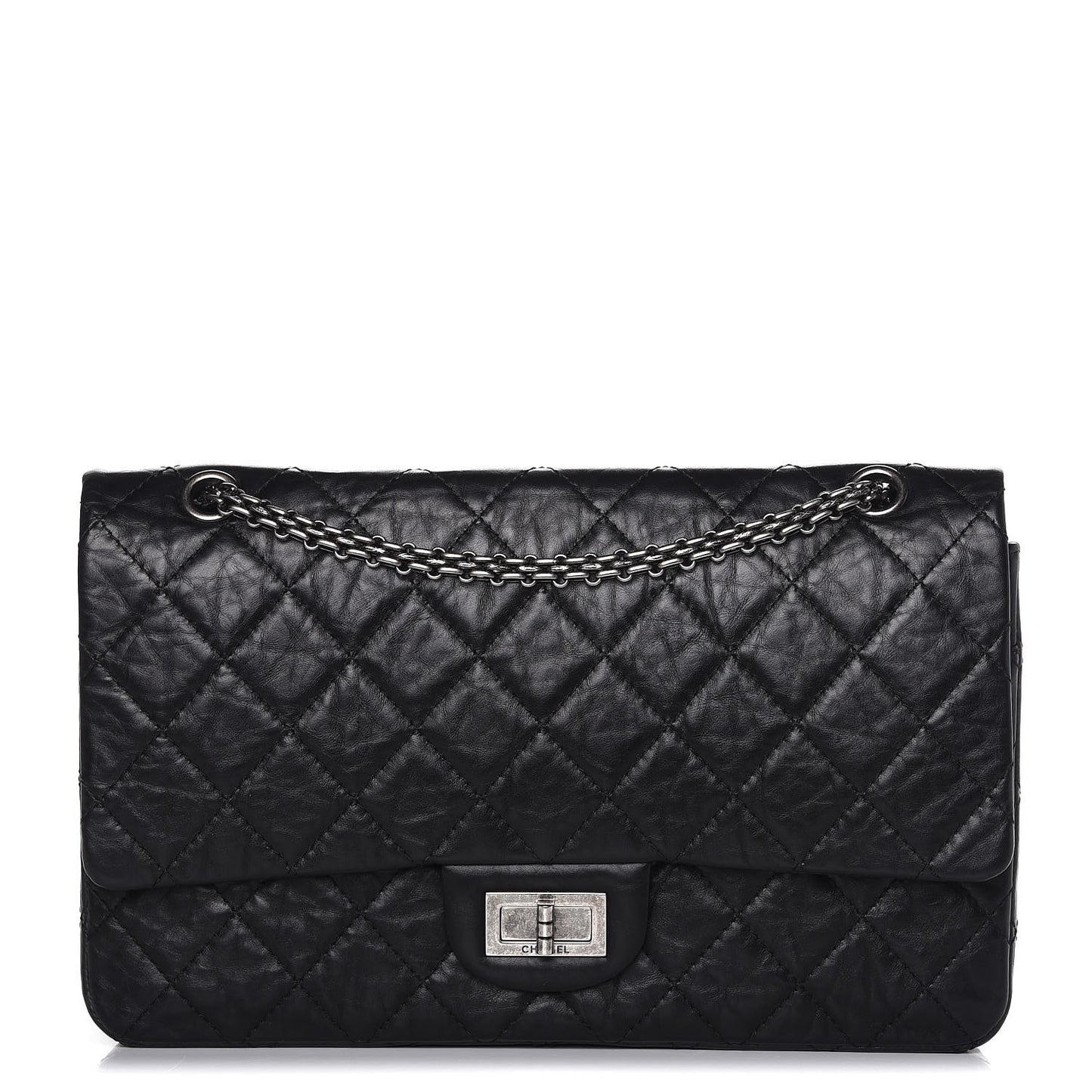Aged Calfskin Quilted 2.55 Reissue 227 Flap Black