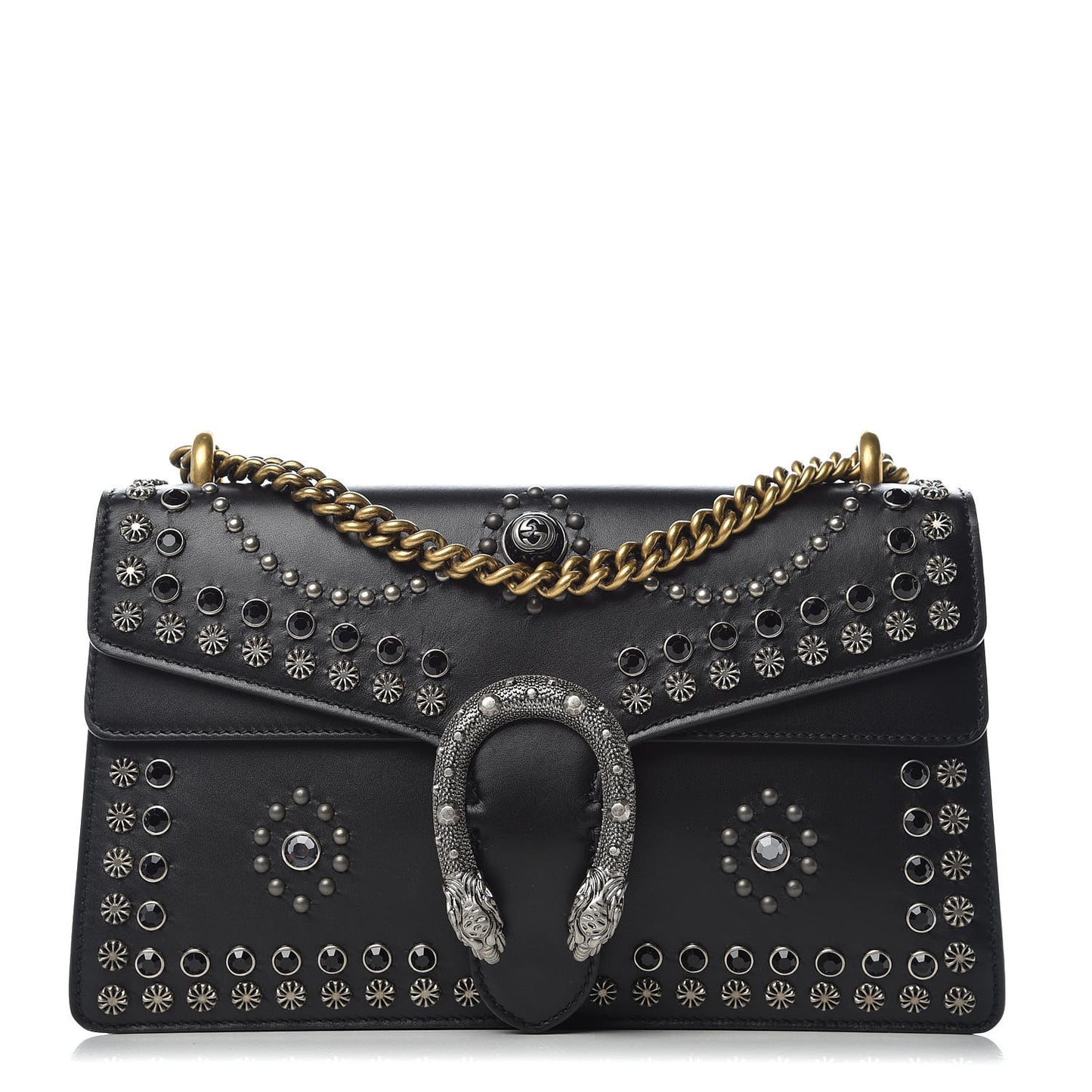 Calfskin Studded Small Dionysus Shoulder Bag Black