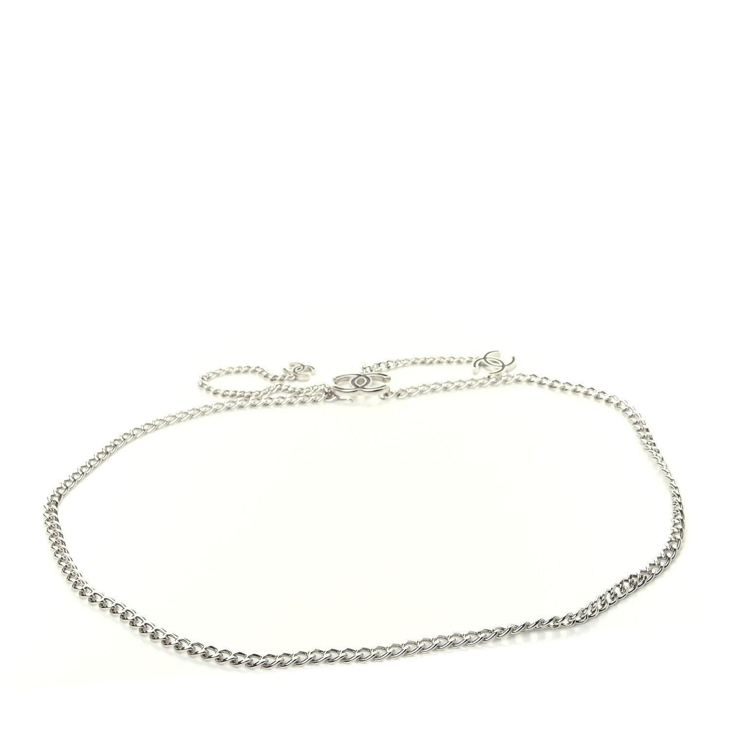Chanel Enamel CC Chain Logo Belt Silver Black 2 of 5