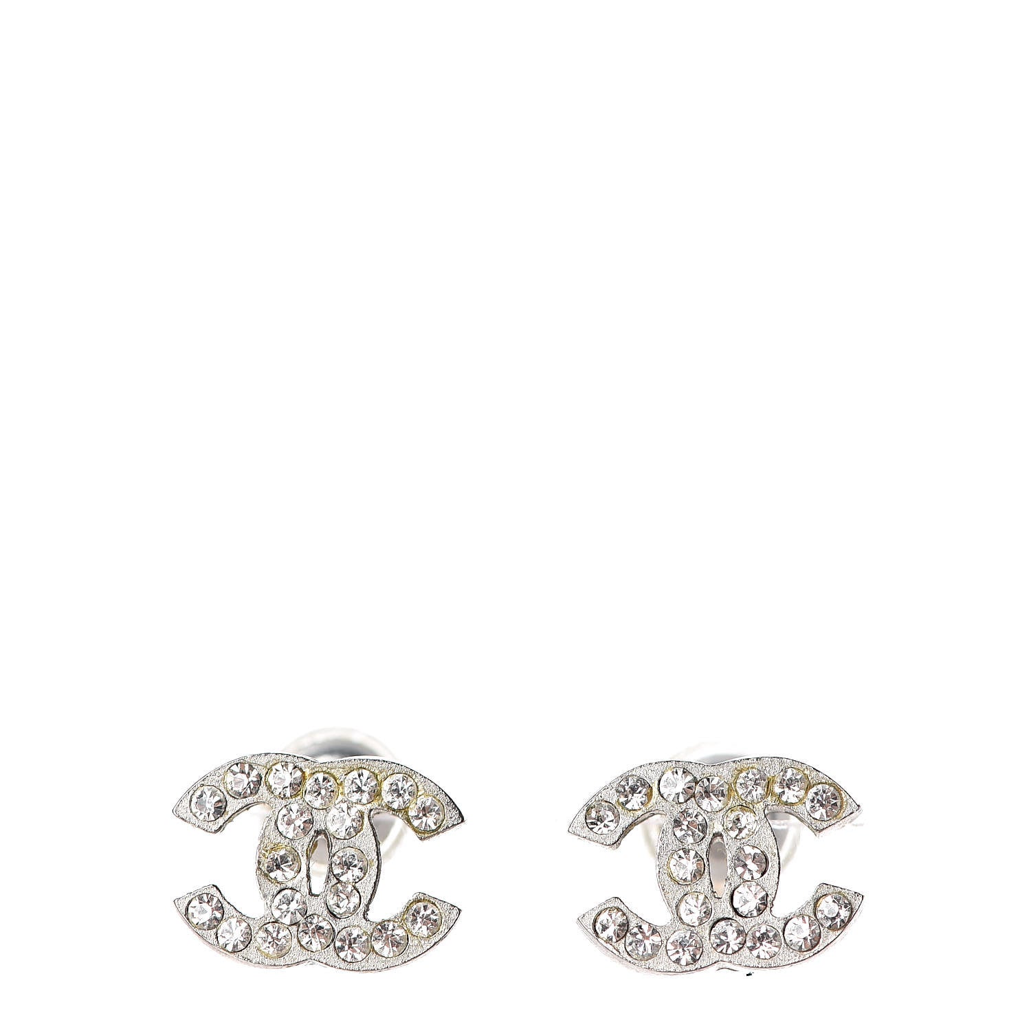 Chanel Crystal Mini Timeless CC Earrings Silver 1 of 4
