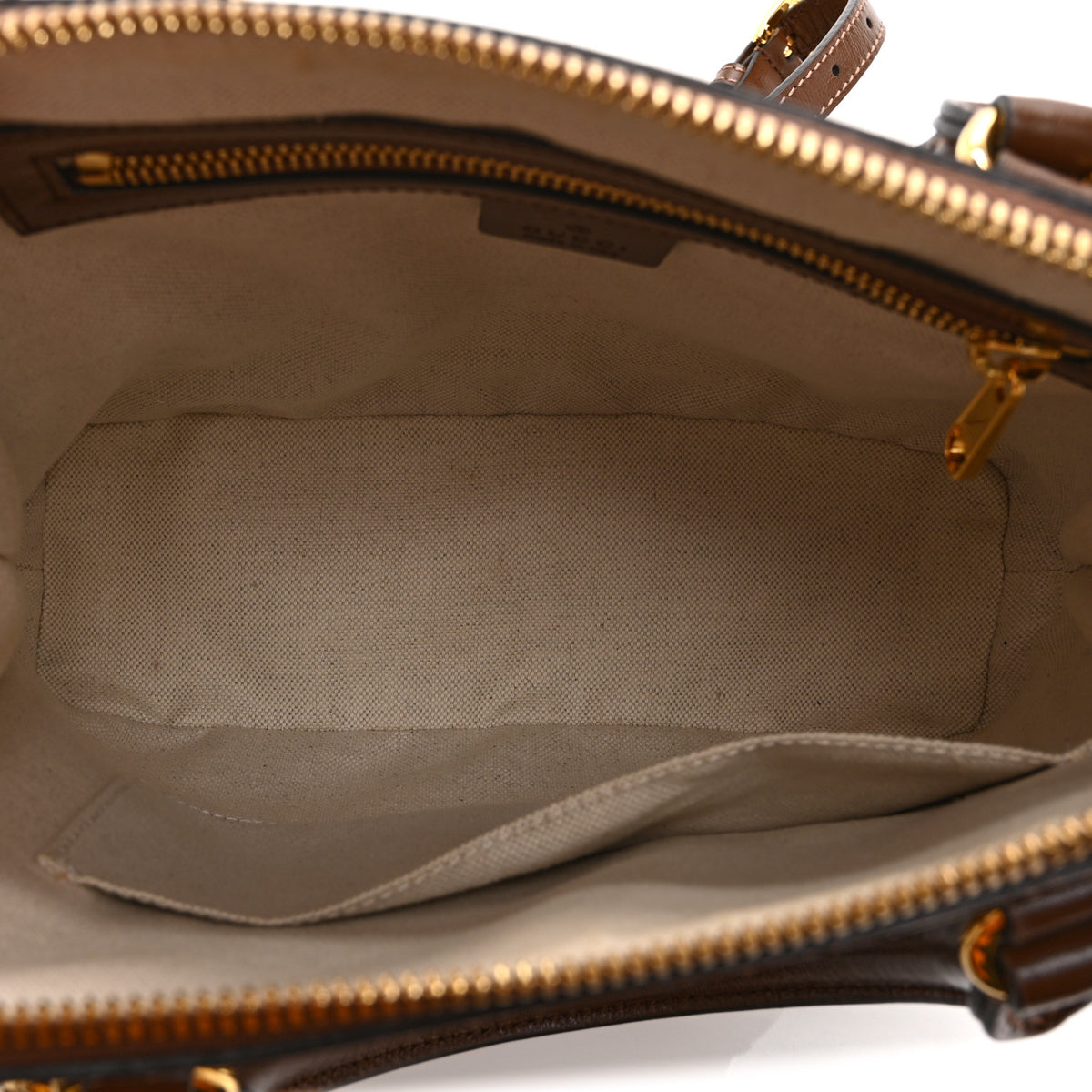 GG Supreme Monogram Azalea Calfskin Small Horsebit 1955 Top Handle Bag Beige Ebony Brown Sugar