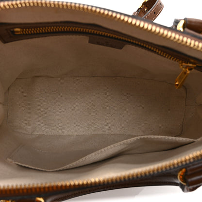 Gucci GG Supreme Monogram Azalea Calfskin Small Horsebit 1955 Top Handle Bag Beige Ebony Brown Sugar 5 of 11
