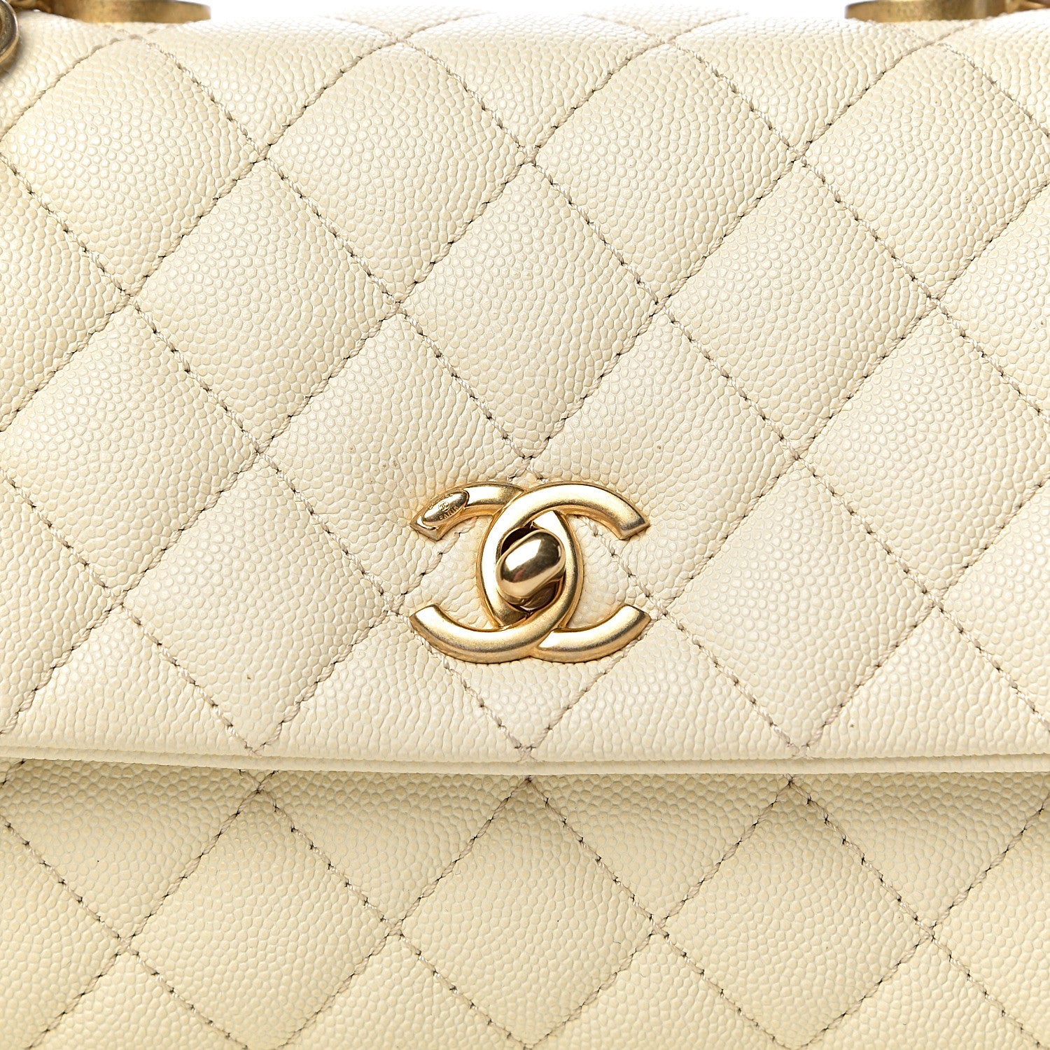 Chanel Caviar Elaphe Quilted Mini Coco Handle Flap Ivory 10 of 11