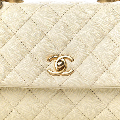 Chanel Caviar Elaphe Quilted Mini Coco Handle Flap Ivory 10 of 11