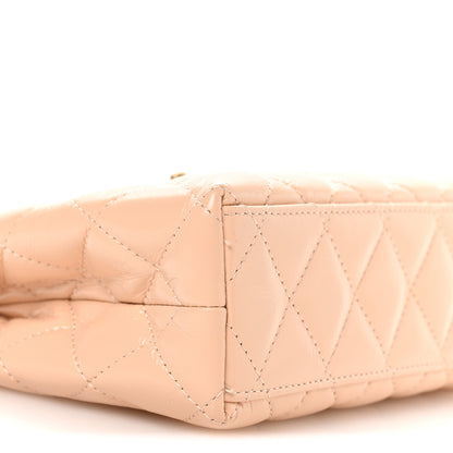 Chanel Shiny Aged Calfskin Quilted Nano Kelly Shopper Beige 9 of 10