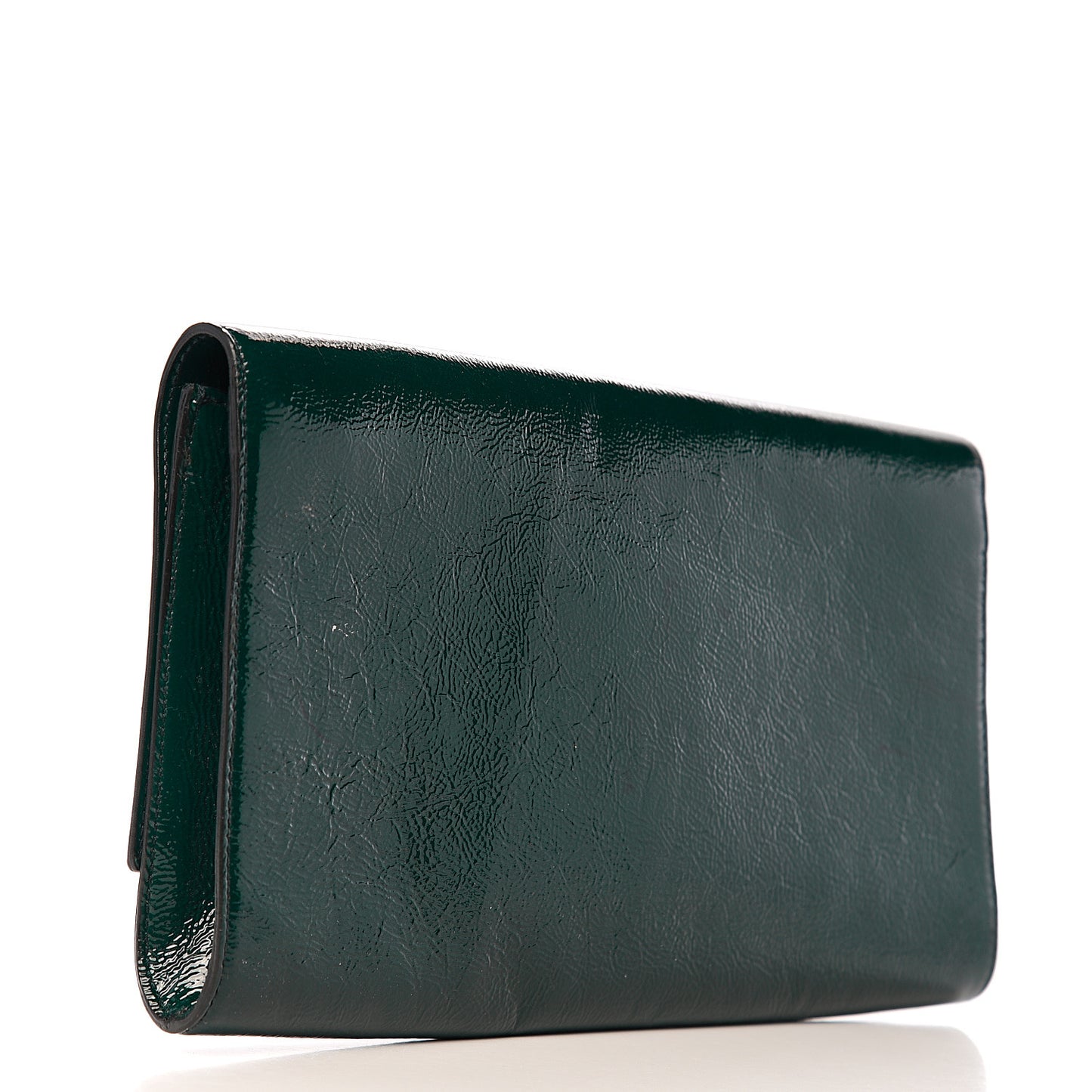 Textured Patent Calfskin Large Belle De Jour Clutch Green