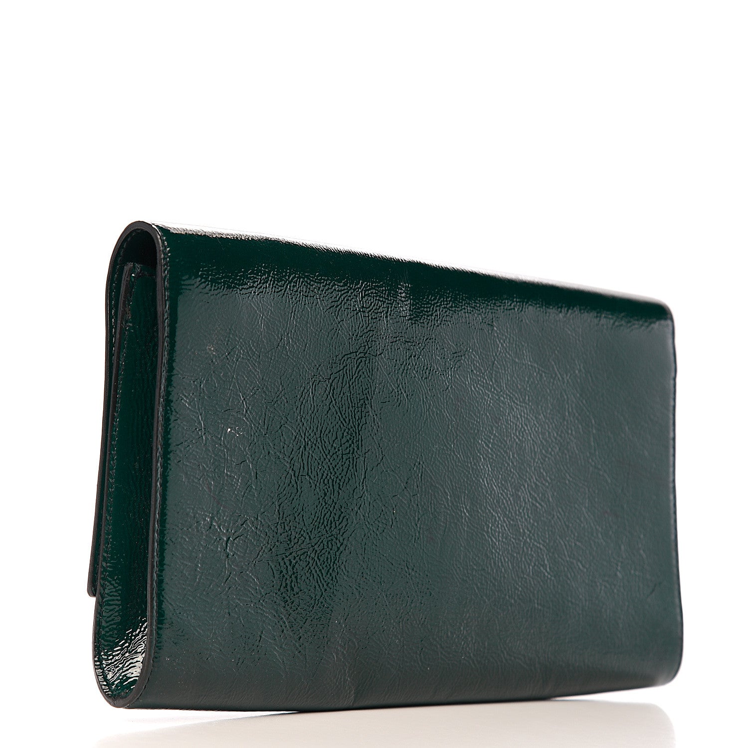 Saint Laurent Textured Patent Calfskin Large Belle De Jour Clutch Green 2 of 10
