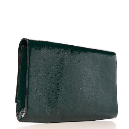 Saint Laurent Textured Patent Calfskin Large Belle De Jour Clutch Green 2 of 10