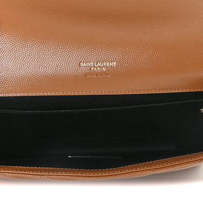 Saint Laurent Grain De Poudre Matelasse Chevron Monogram Cassandre Flap Pouch Natural Dark 6 of 8