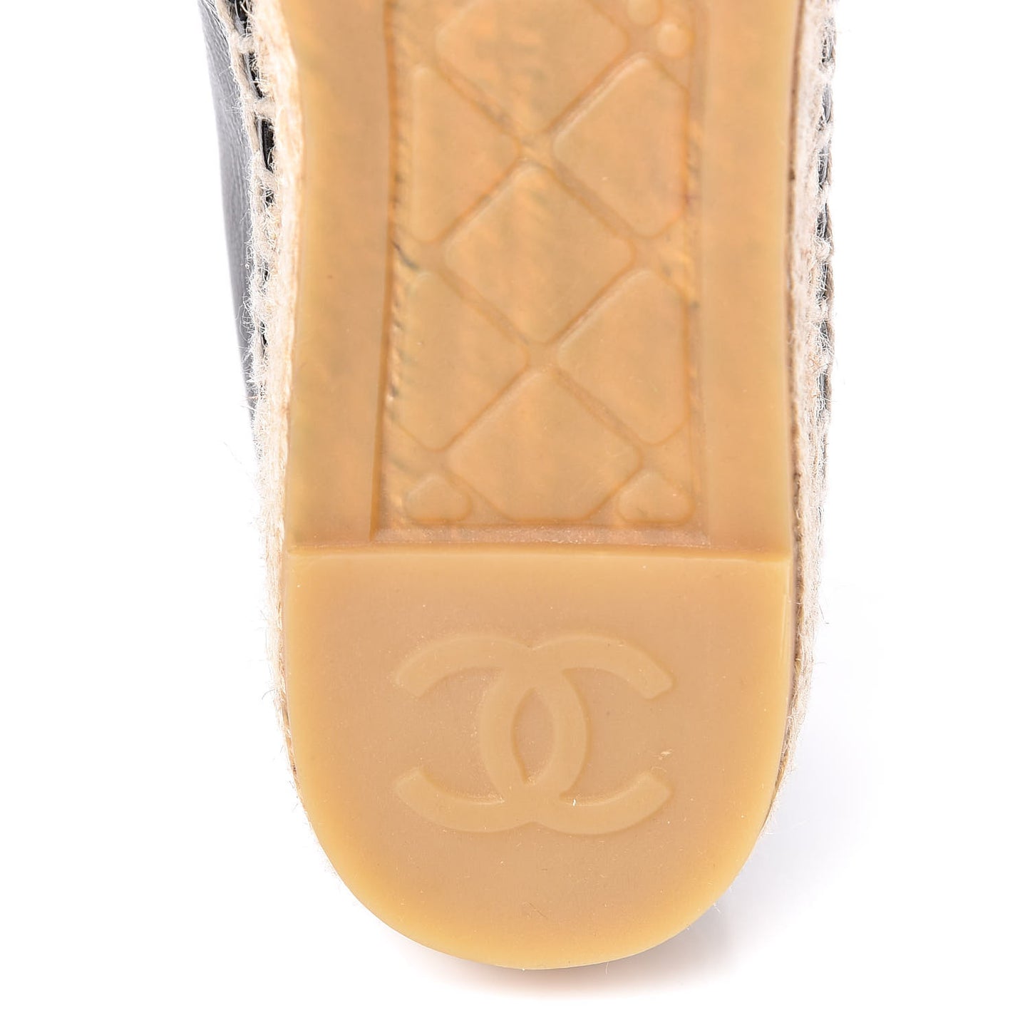 Metallic Lambskin Grosgrain CC Espadrilles 34 Black
