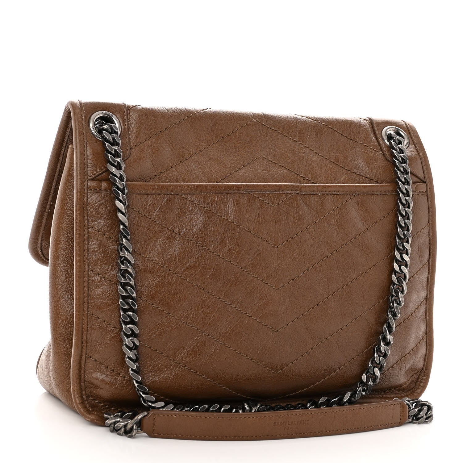 Saint Laurent Crinkled Calfskin Matelasse Monogram Medium Niki Chain Satchel Tan Brown 3 of 10