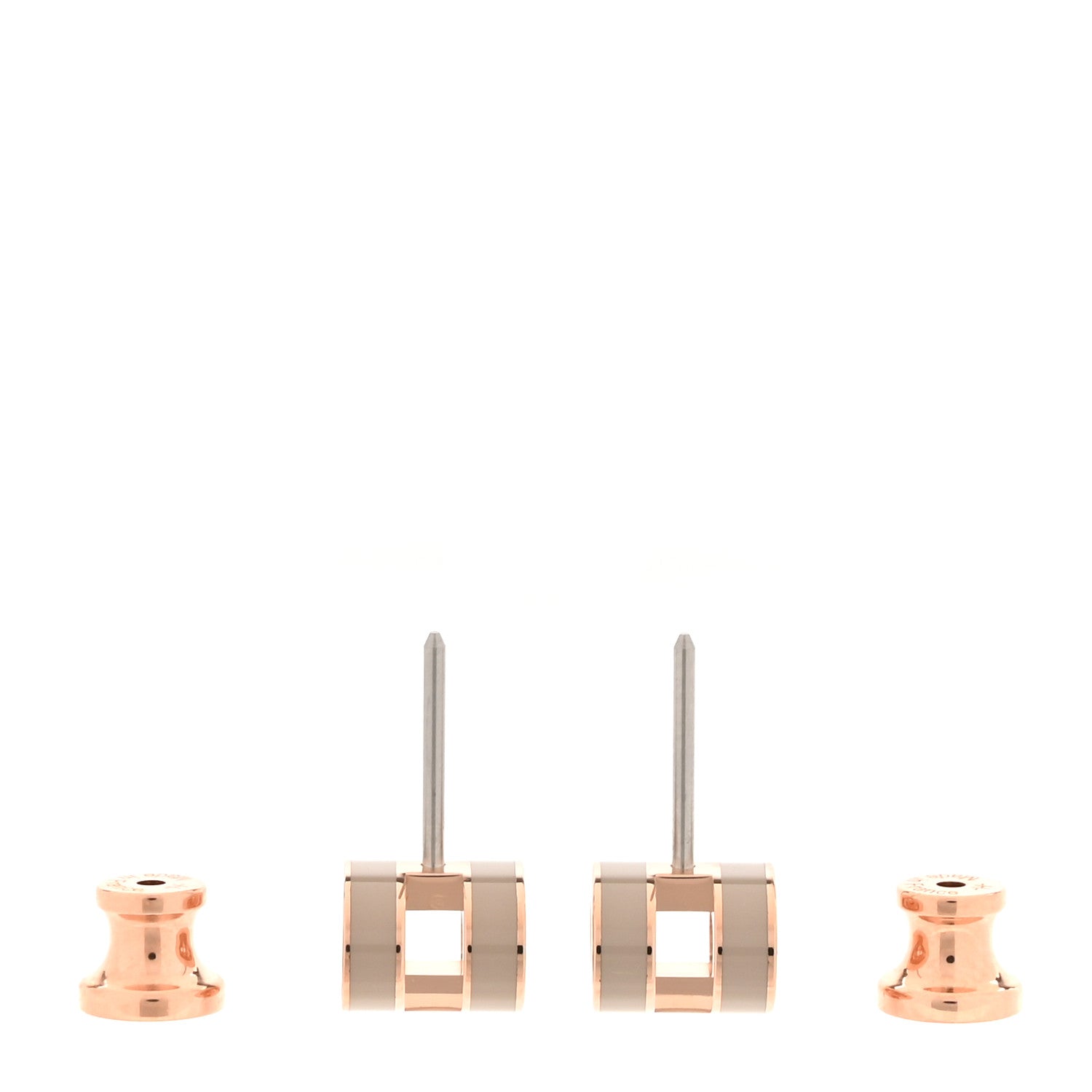 Hermes Rose Gold Lacquered Mini Pop H Earrings Marron Glace 3 of 5