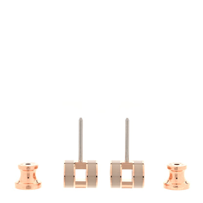 Hermes Rose Gold Lacquered Mini Pop H Earrings Marron Glace 3 of 5