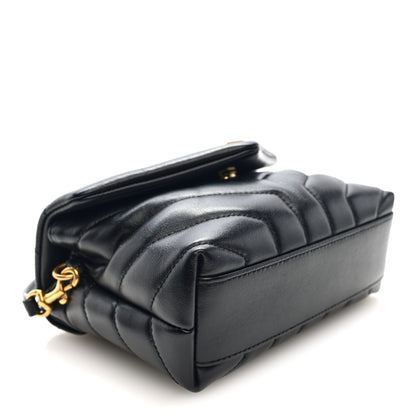 Saint Laurent Calfskin Y Quilted Monogram Toy Loulou Crossbody Bag Black 4 of 9