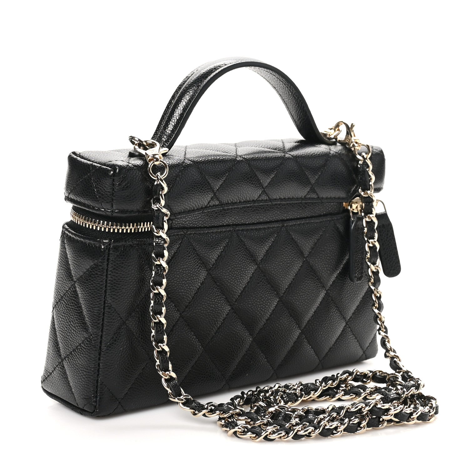Chanel Caviar Quilted Top Handle Slim Vanity With Chain Black 3 of 10