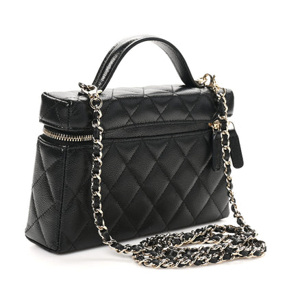 Chanel Caviar Quilted Top Handle Slim Vanity With Chain Black 3 of 10