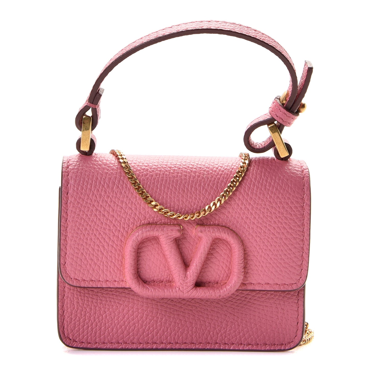Grainy Calfskin Mini VSling Shoulder Bag Flamingo Pink