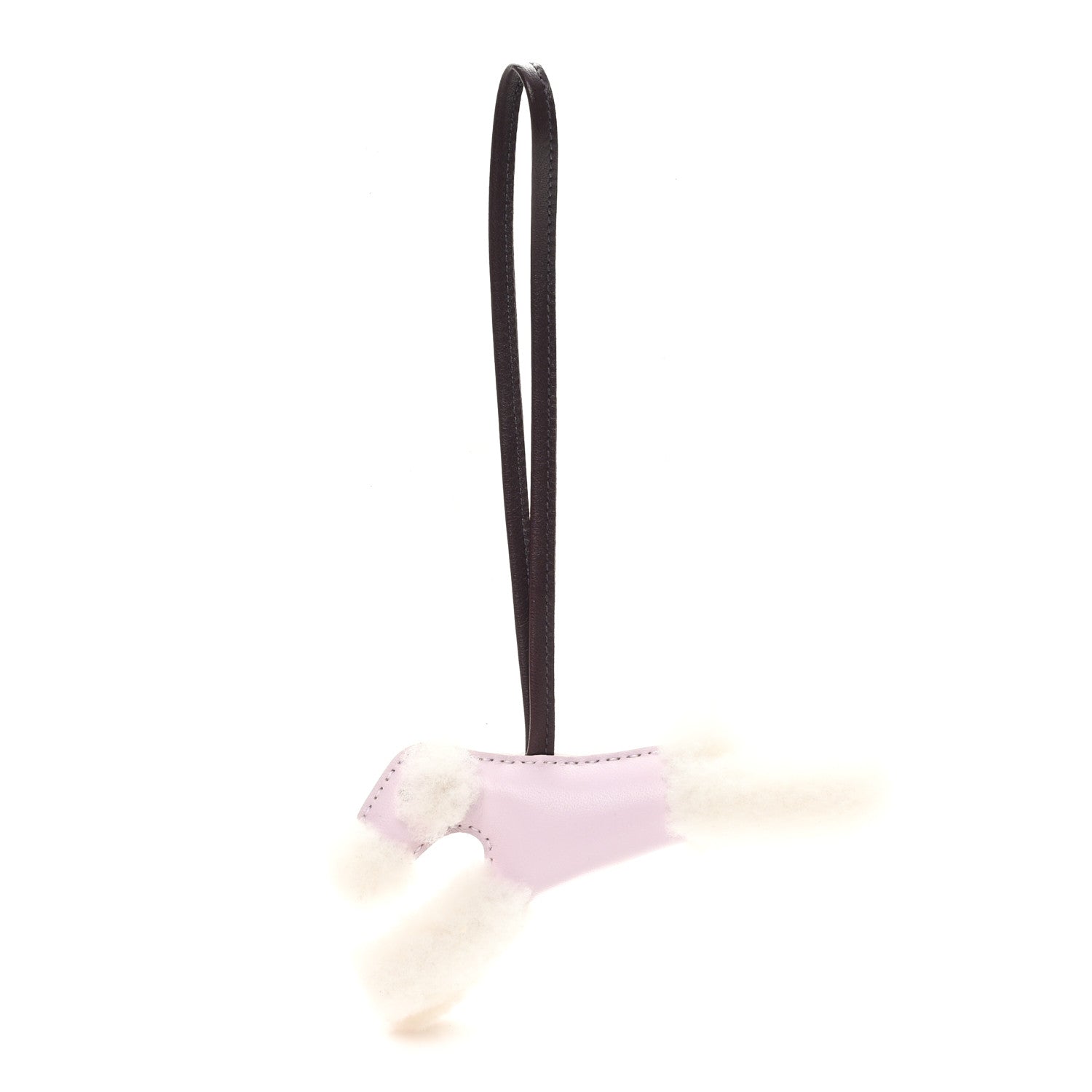 Hermes Milo Lambskin Shearling Budy Charm Mauve Pale Rouge Sellier 1 of 4