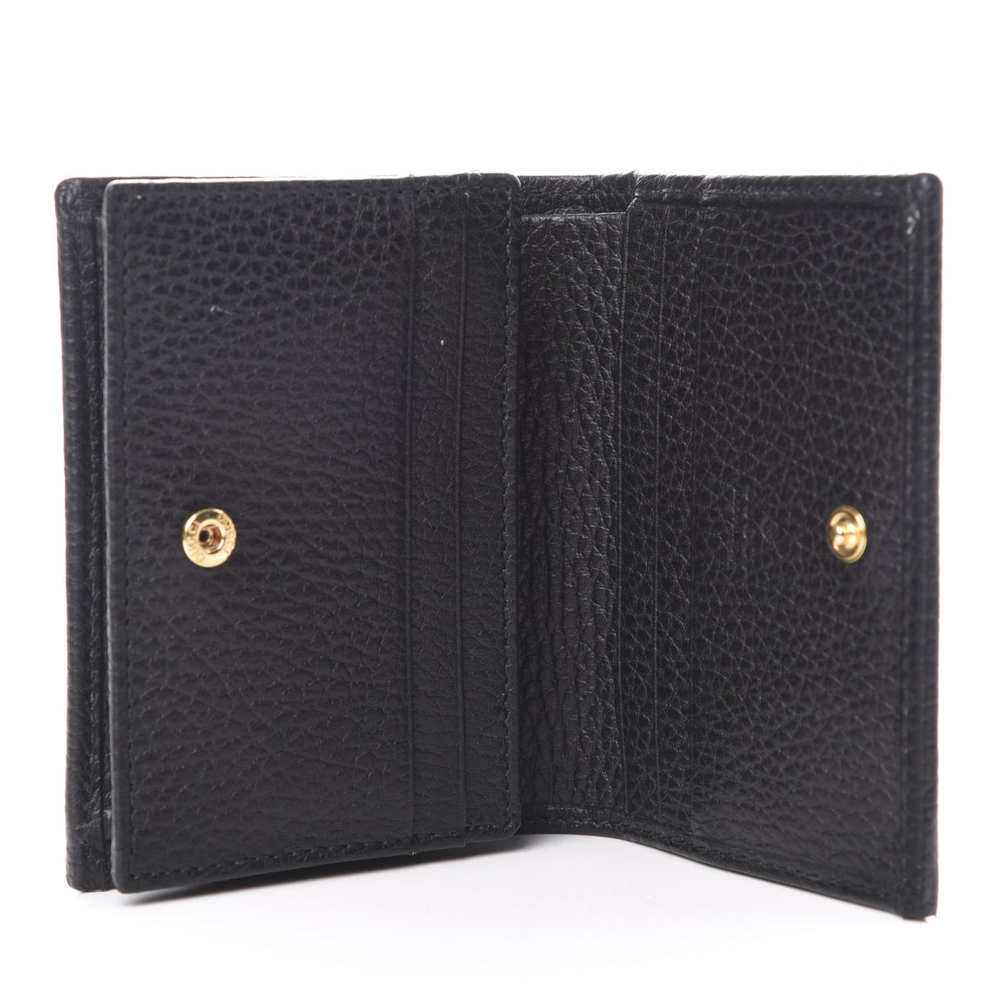 Pebbled Calfskin GG Marmont Card Case Black