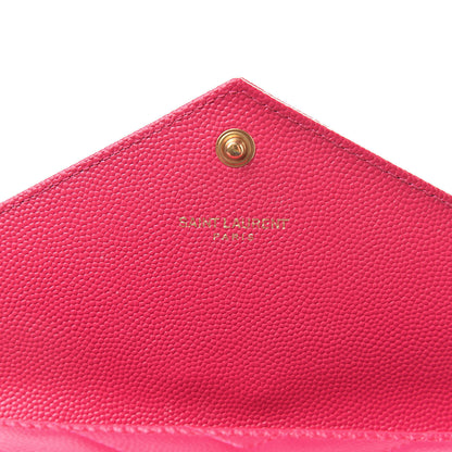 Saint Laurent Grain De Poudre Matelasse Chevron Monogram Flap Wallet Bubblegum 6 of 9