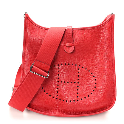 Hermes Taurillon Clemence Evelyne III PM Rouge Casaque 1 of 9