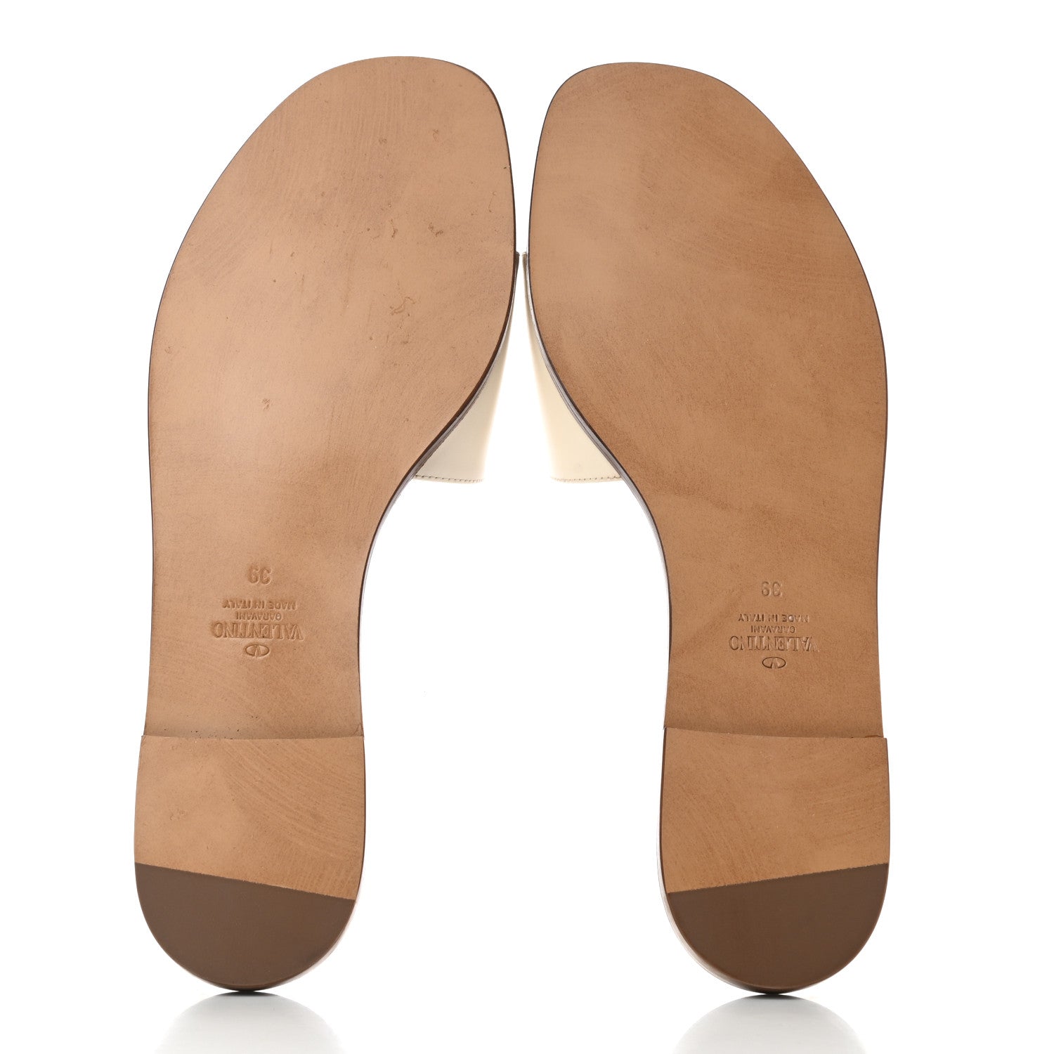 Valentino Garavani Calfskin Vlogo Flat Slide Sandals 39 Light Ivory 5 of 8