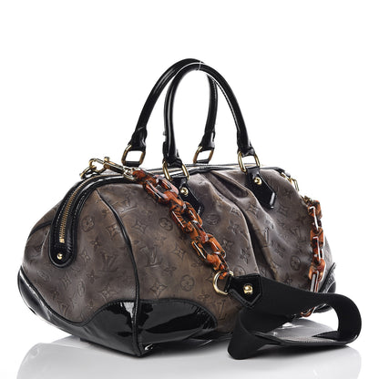 Louis Vuitton Cuir Patent Embossed Monogram Stephen Bag Grey 3 of 24