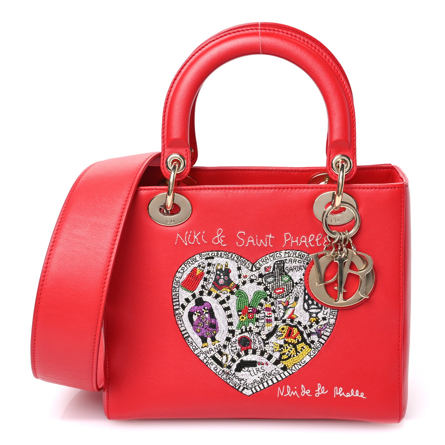 Calfskin Niki De Saint Phalle Medium Supple Lady Dior Red