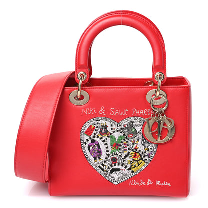 Christian Dior Calfskin Niki De Saint Phalle Medium Supple Lady Dior Red 1 of 10