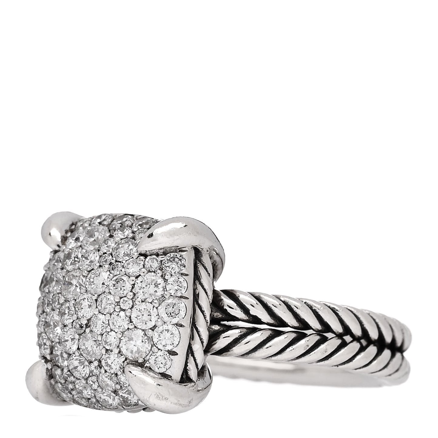 Sterling Silver Diamond 14mm Chatelaine Pave Ring 54 7