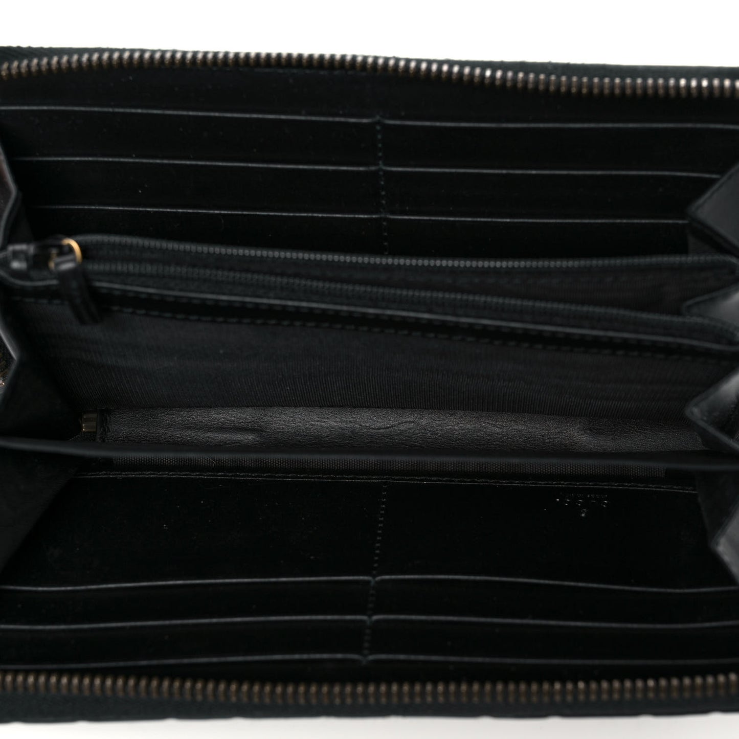Guccissima Signature Crystal Cat Zip Around Wallet Black