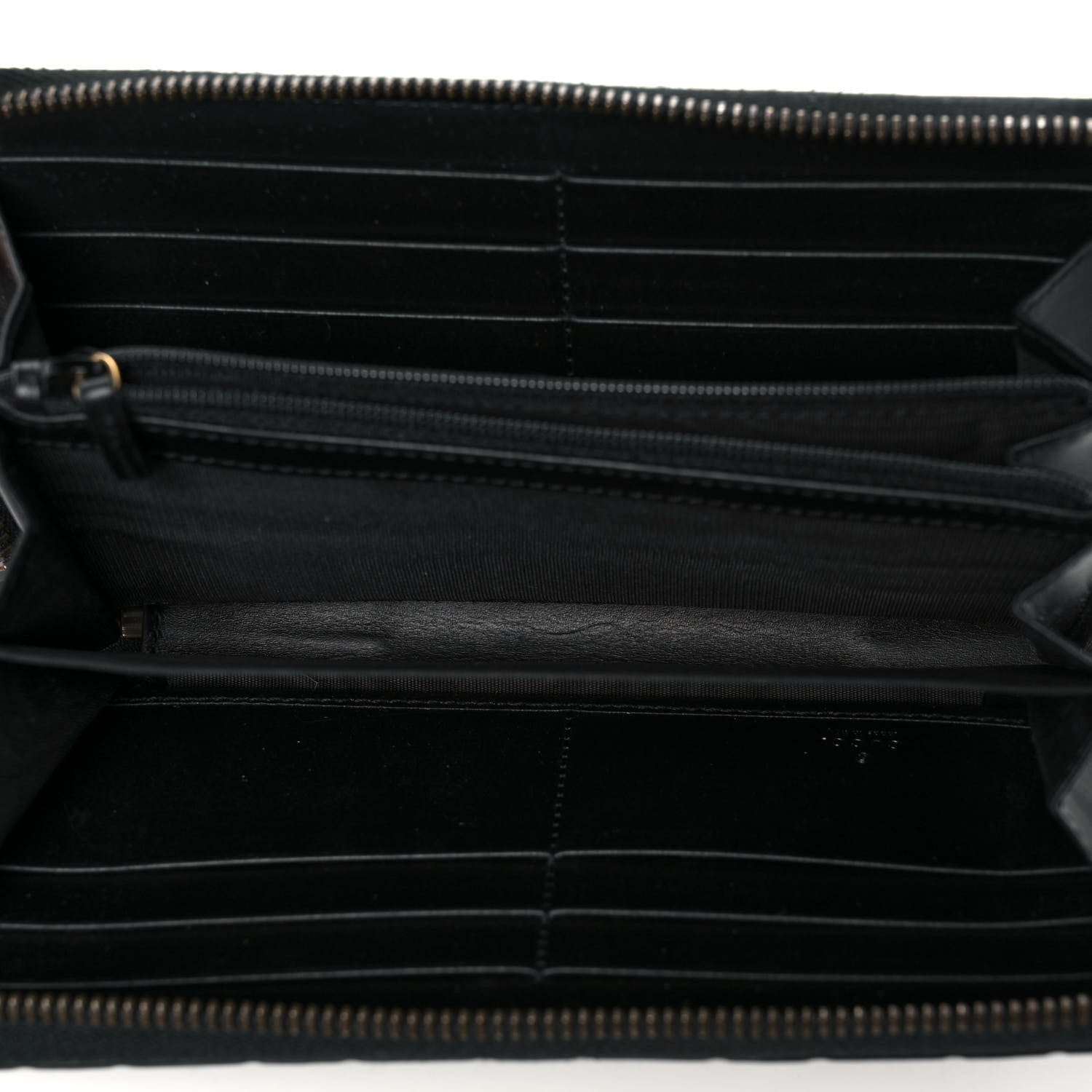 Gucci Guccissima Signature Crystal Cat Zip Around Wallet Black 5 of 8