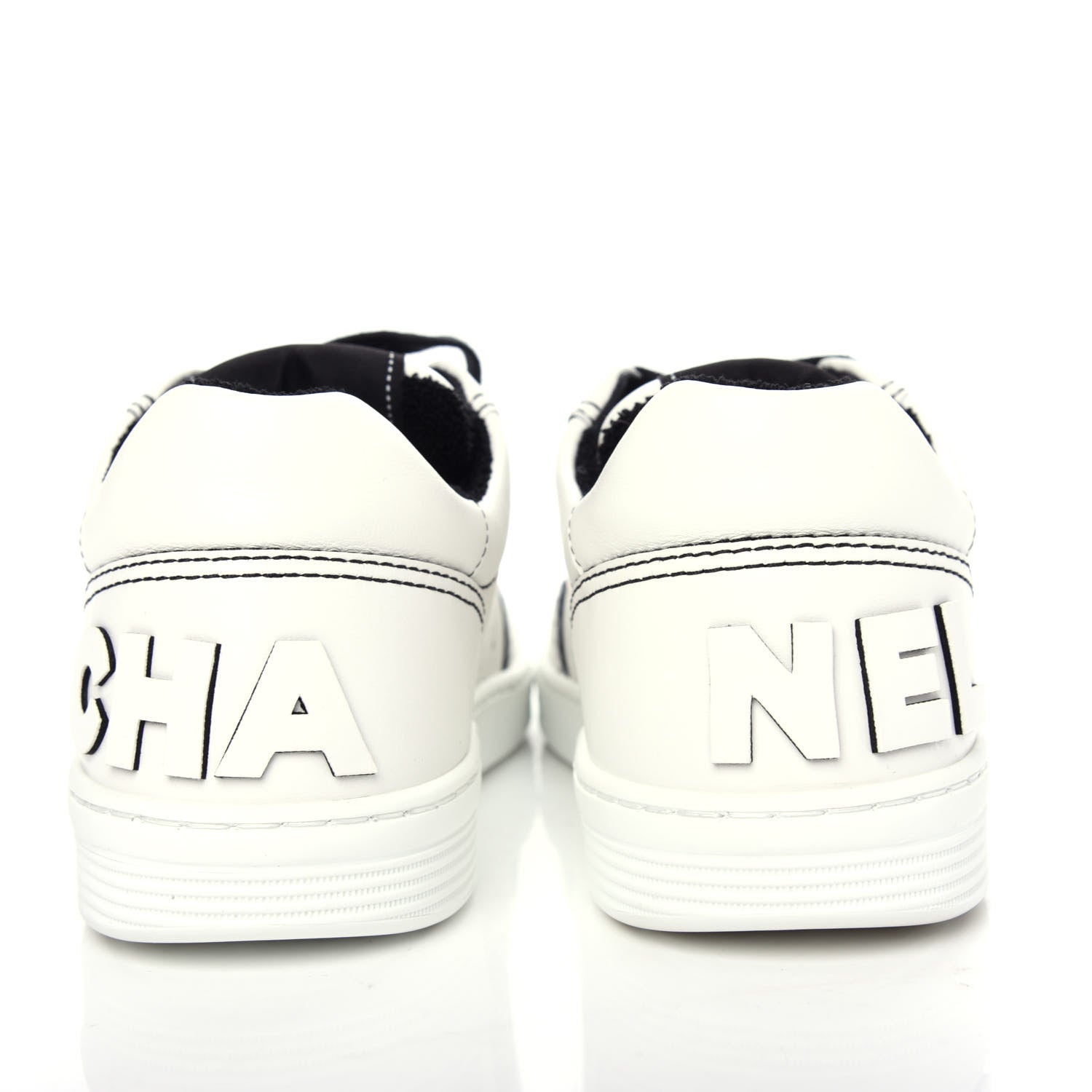 Chanel Calfskin Womens Logo Sneakers 36.5 White Black 7 of 11
