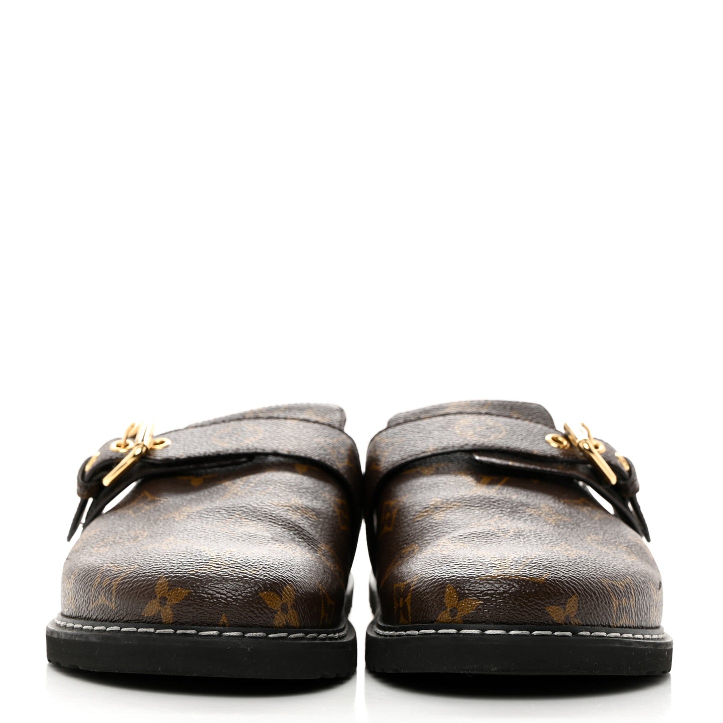 Patent Monogram Womens Cosy Flat Comfort Clog Mules 40 Brown