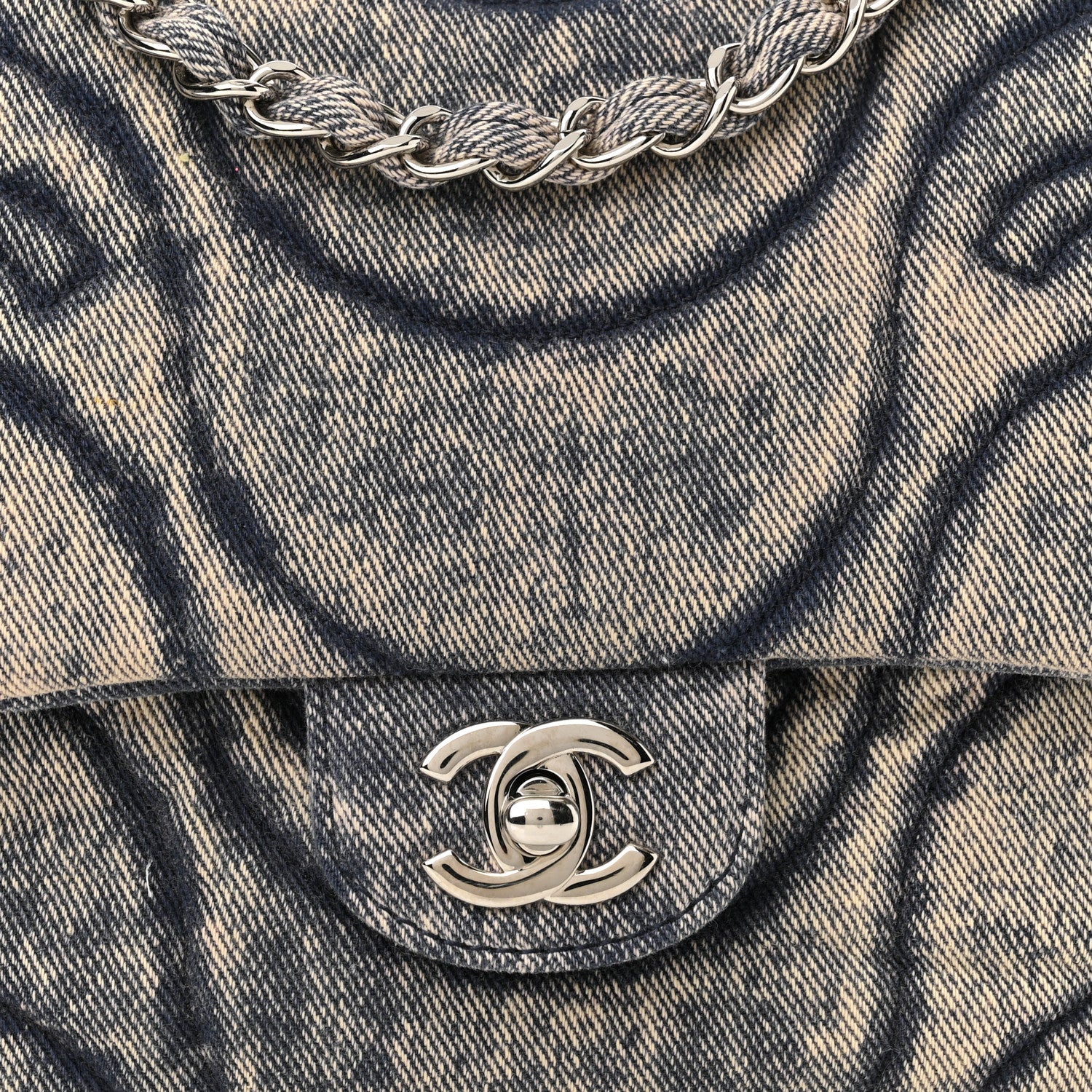 Chanel Denim Stitched Mini Square Flap Blue 8 of 11