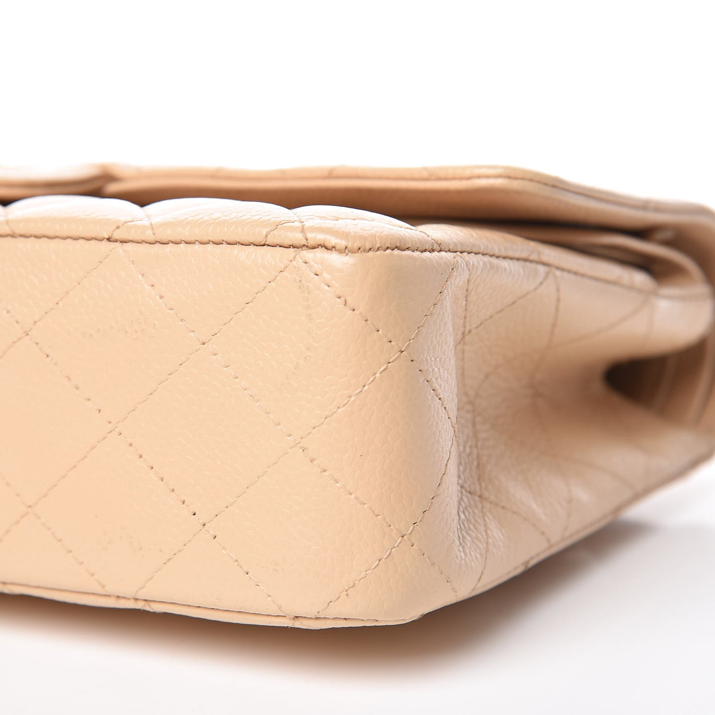 Caviar Quilted Medium Double Flap Beige Clair