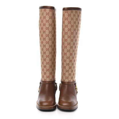 Gucci GG Monogram Calfskin Lola Tall Boots 37 Beige Ruggine Cuir 2 of 11