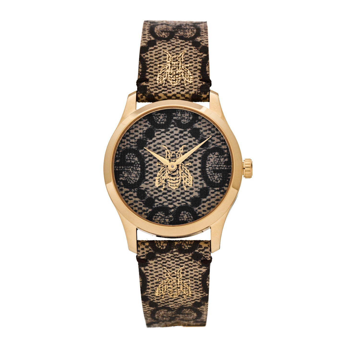 Stainless Steel Canvas 38mm G-Timeless GG Supreme Bee Quartz Watch Brown