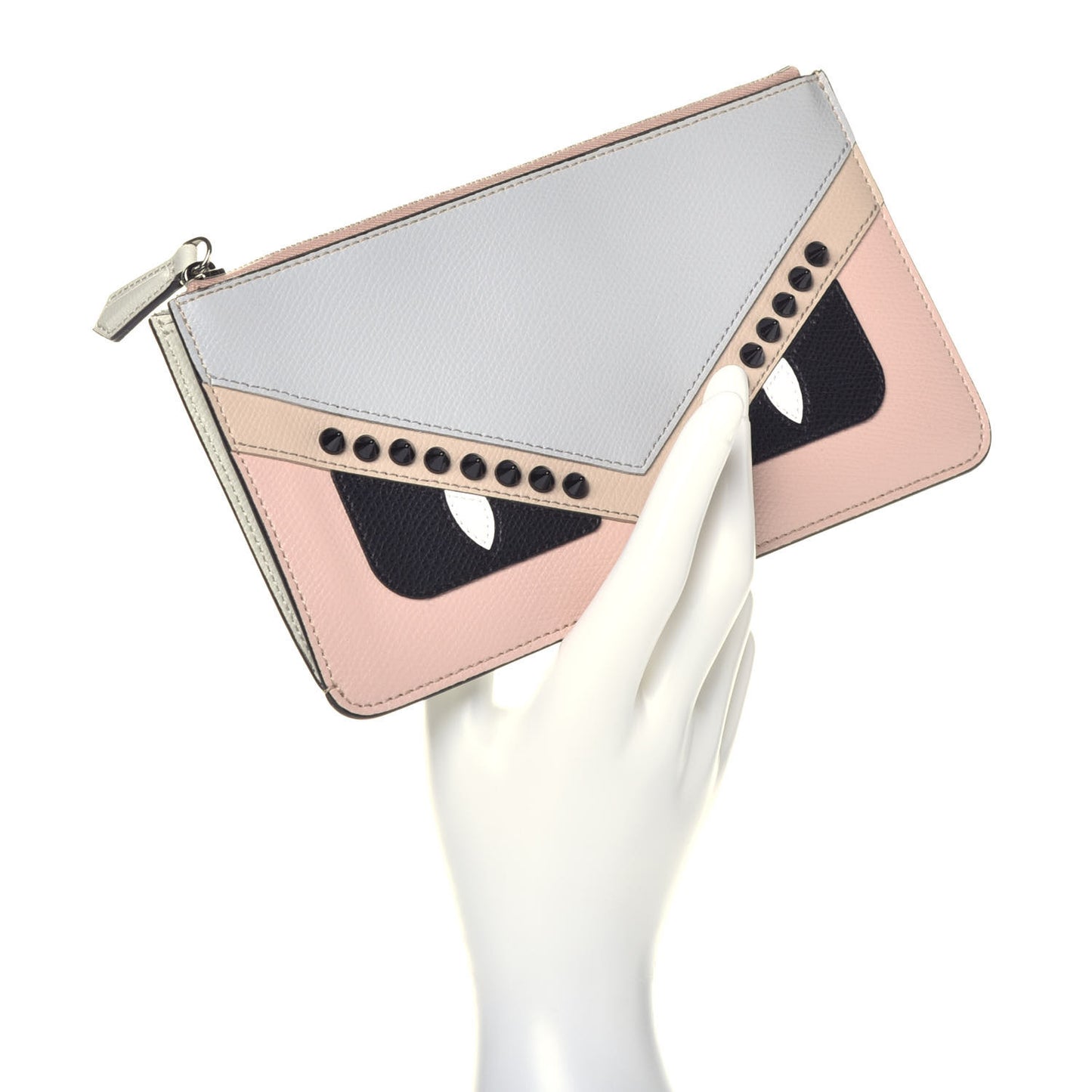 Vitello Cruise Monster Zip Pouch Grigio Perla Amido Multicolor