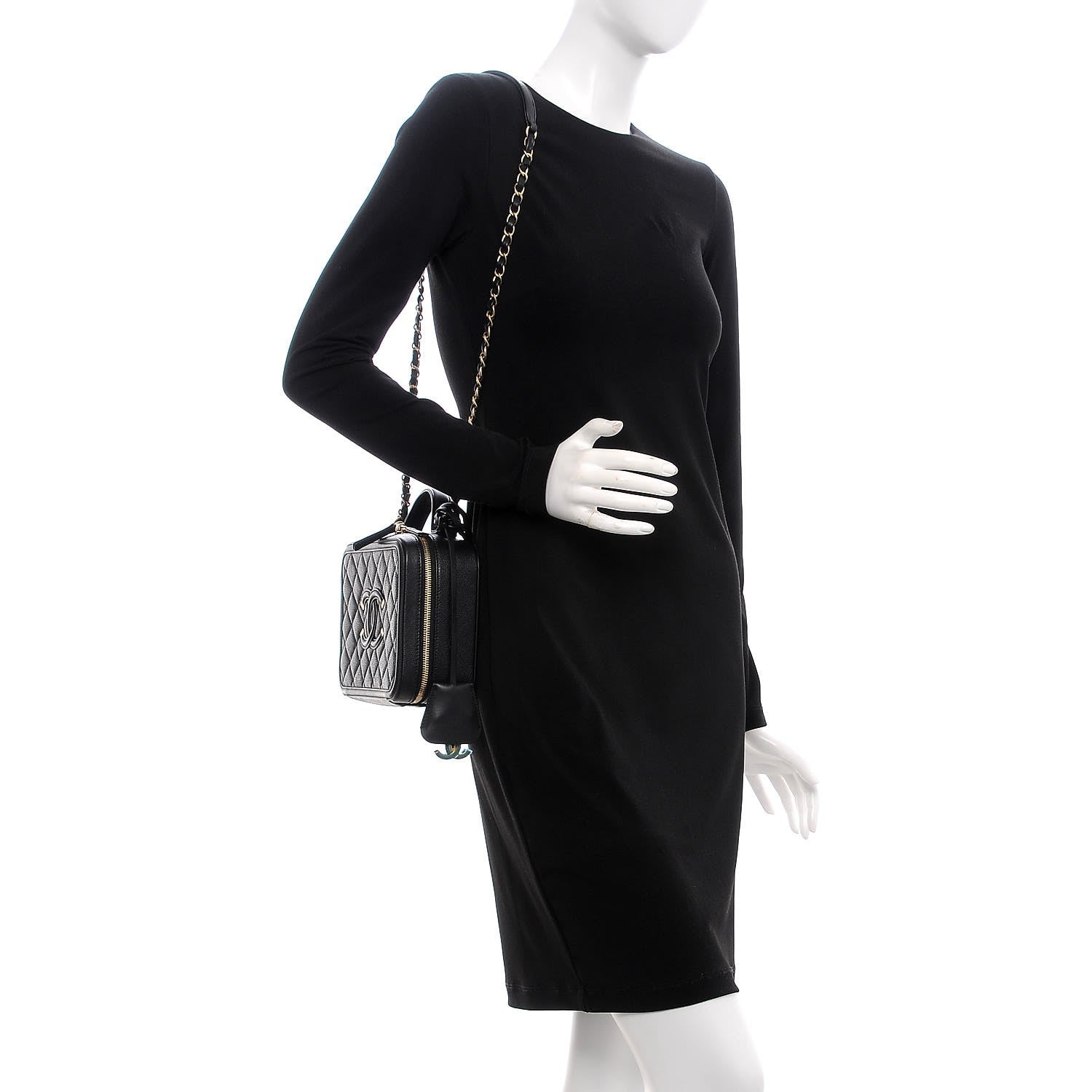 Chanel Caviar Quilted Medium CC Filigree Vanity Case Black 2 of 8