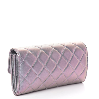 Chanel Iridescent Lambskin Quilted Reissue Large Gusset Flap Wallet Light Purple 3 of 8